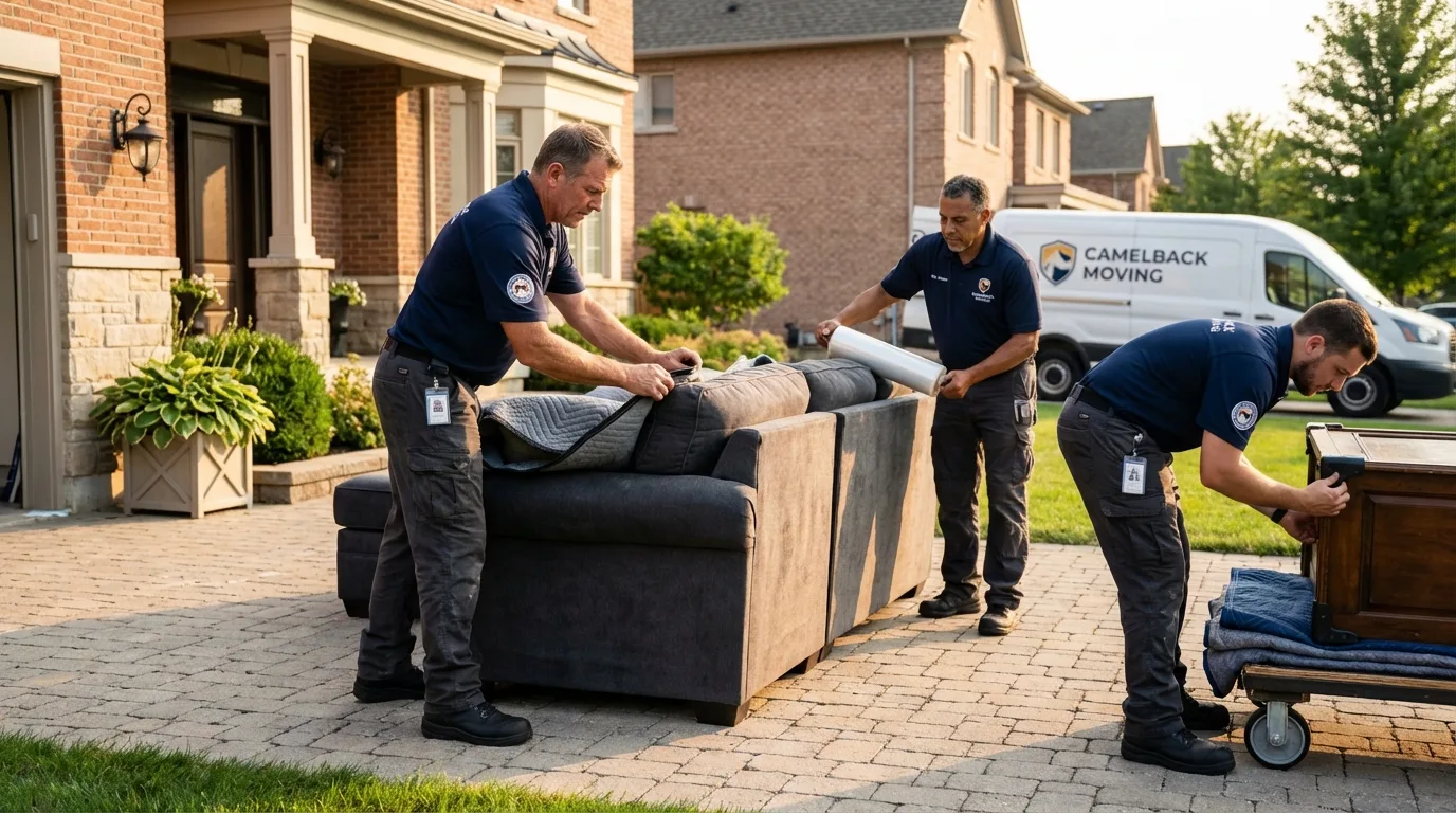 Large estate moving crew wrapping furniture in Sunbury, OH